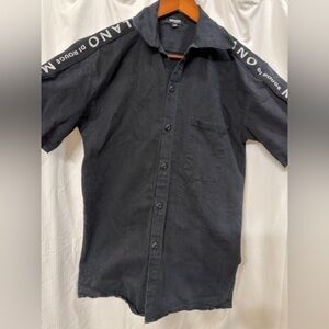 Milano Di Rouge Black Casual Button‎ Down Streetwear Shirt Sz M EUC